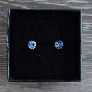 Platinum Plated 925 Silver  September Birthstone CZ Stud Earrings